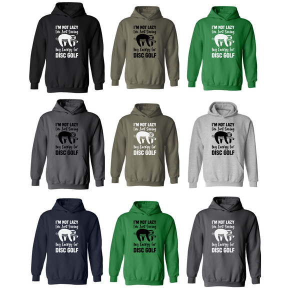 Disc Golf Hoodie LAZY SLOTH Discgolfing Funny Hooded Sweatshirt - Picture 2 of 10